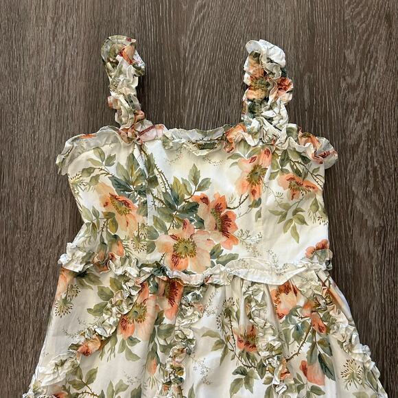 EUC Needle & Thread Dancing Roses Ankle Gown Tiered Ruffle Floral Cotton Dress 4 - Picture 8 of 16